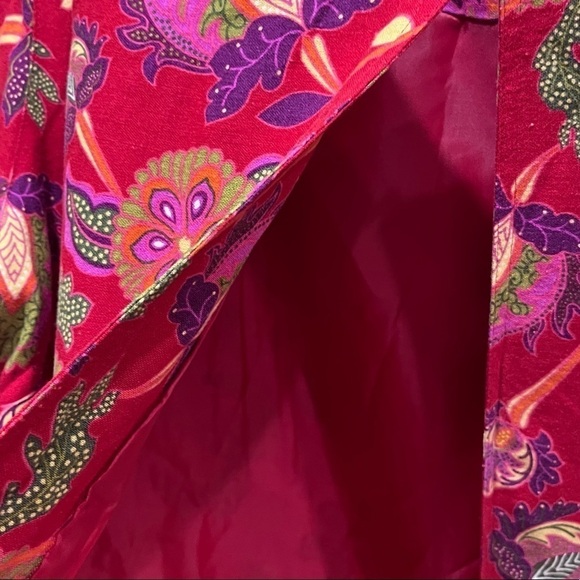 Coldwater Creek Linen Blend Fully Lined Red Floral Jacket Sz L - Picture 7 of 8